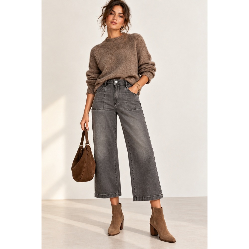 Kut from the Kloth Meg Wide Leg High Rise Jeans Glaring Black Size 10 NWT